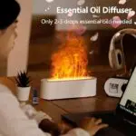 Flame Essential Oil Diffusers, Upgrade 7 Colour Lights Aromatherapy Diffuser, Oil Diffuser, Air Humidifier, Aroma Diffusers For Home, Bedroom, Office, Yoga, Timer & Waterless Auto Off 150ml - Image 9