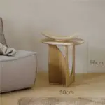 Round Solid Wood Side Table Geometric Designer Corner Table Black Bedside Table - Image 4