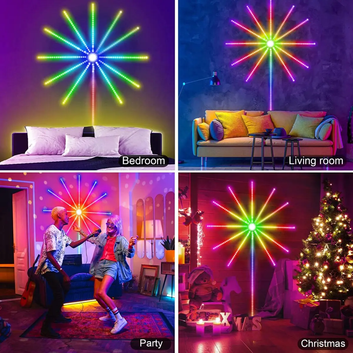 Firework Lights LED Strip Music Sound Sync Color Changing Remote Control LED Firework Light For Room Party - Image 6