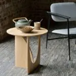 Round Solid Wood Side Table Geometric Designer Corner Table Black Bedside Table - Image 6