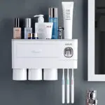 Non-marking Hanging Magnetic Toothbrush Holder Single Drawer Storage Rack With Toothpaste Squeezer Toiletry Set - Image 5