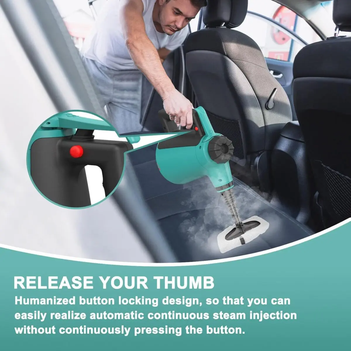 Handheld Steam Cleaner For Home Use, Steamer For Cleaning With Lock Button And 7 Accessory Kit Handheld Pressurized Steamer For Sofa, Bathroom, Car, Floor, Kitchen, Portable Natural Steam Cleaner - Image 8