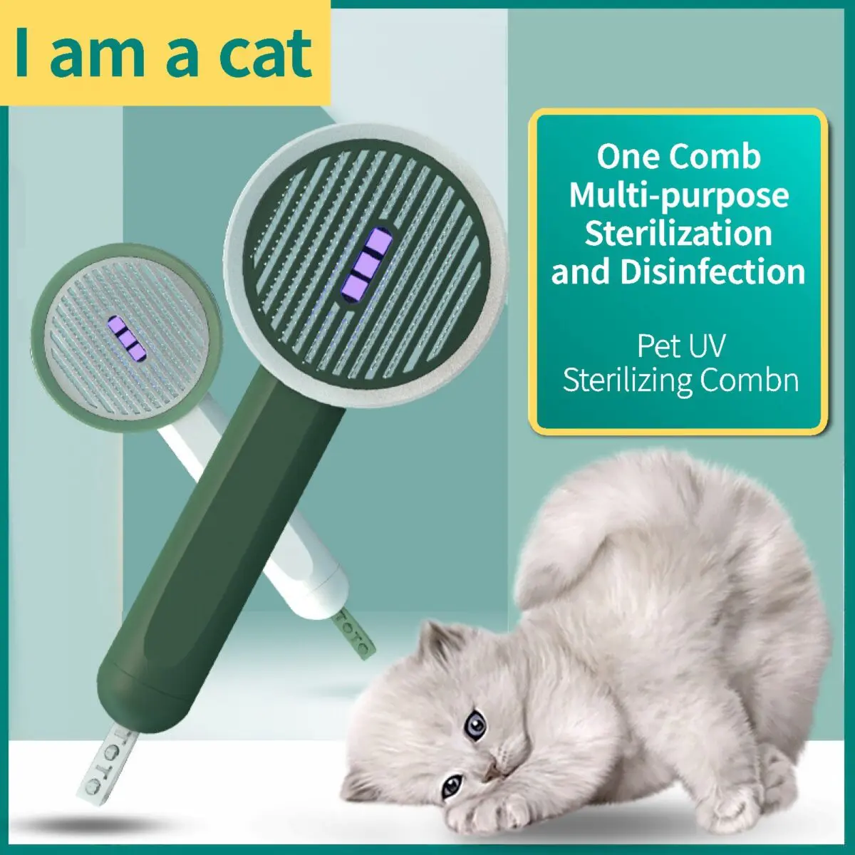 Pet Germicidal Sterilizing Comb Usb Rechargeable Cat Dog Automatic Hair Removal Brush Floating Beauty Comb Grooming Tool - Image 3