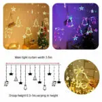 LED Fairy String Window Curtain Lights Star Christmas Xmas Party Home Indoor - Image 5