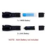led Zoom Flashlight Torch Tactical 5000 Lumens Led High Power Flashlights AAA or 18650 battery kit - Image 3