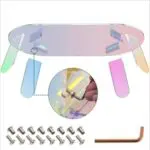 Acrylic Rainbow Color Coffee Table, Iridescent Glass End Table Round Side Table Modern Accent TV Table For Living Bed Room Decoration - Image 7