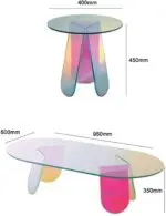Acrylic Rainbow Color Coffee Table, Iridescent Glass End Table Round Side Table Modern Accent TV Table For Living Bed Room Decoration - Image 6