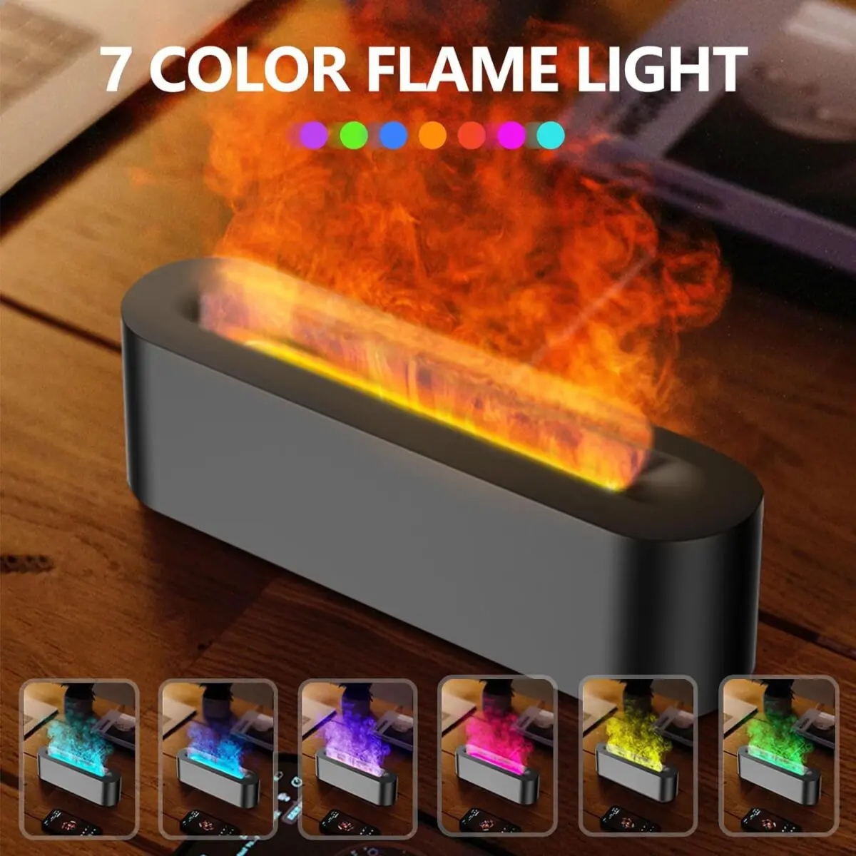 Flame Essential Oil Diffusers, Upgrade 7 Colour Lights Aromatherapy Diffuser, Oil Diffuser, Air Humidifier, Aroma Diffusers For Home, Bedroom, Office, Yoga, Timer & Waterless Auto Off 150ml - Image 2