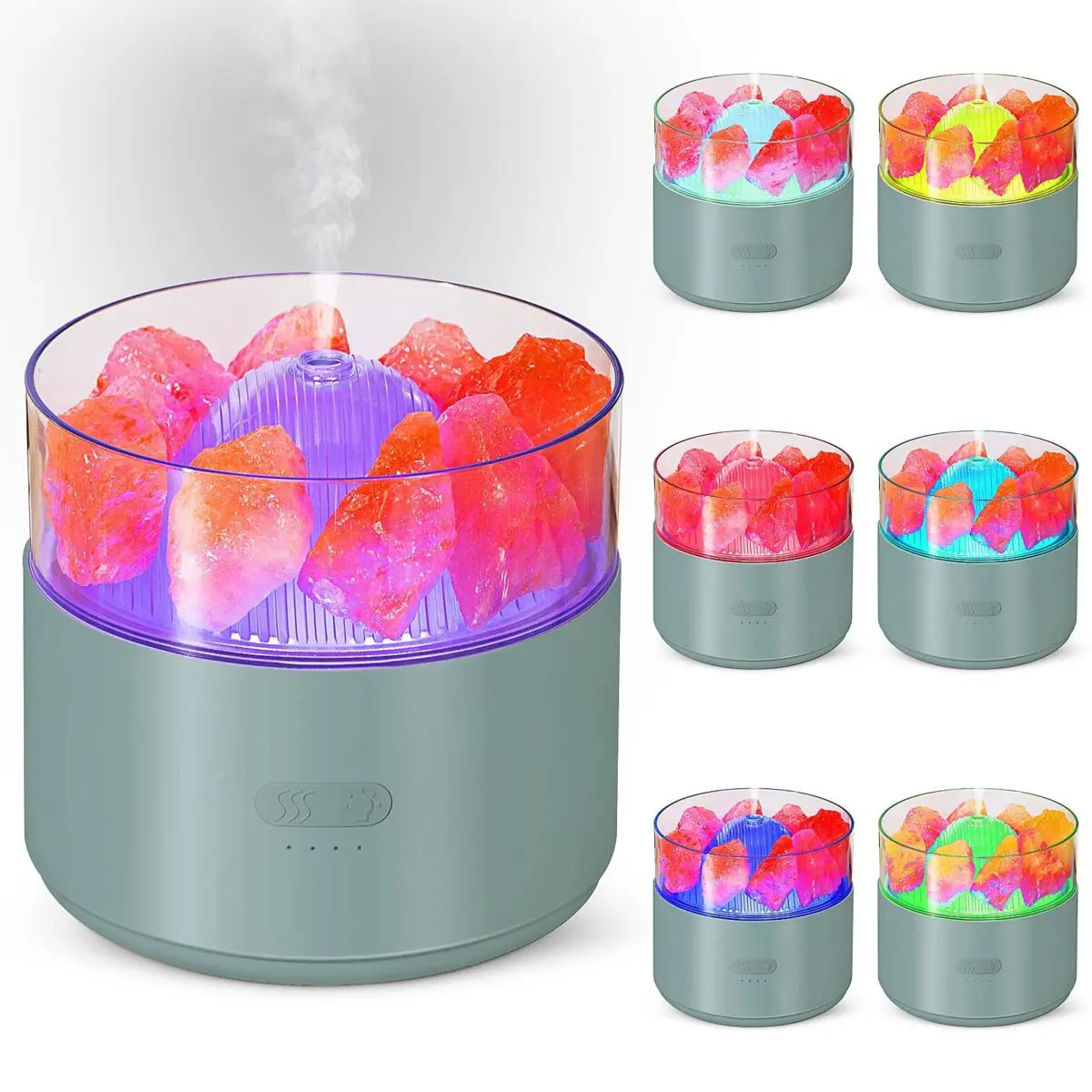 Cool-Mist Impeller Air Humidifier Crystal Salt Aroma Diffuser Incense Machine Fogger Essential Oil Lamp Difusor Ambient Light - Image 2