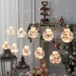 10PCS LED Christmas Curtain Lamp Fairy Snowman Wishing Ball Lamp String Christmas Window Decoration Christmas Light Room - Image 4