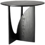 Round Solid Wood Side Table Geometric Designer Corner Table Black Bedside Table - Image 2