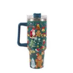 New Christmas Pattern Mug With Handle Lid Straw Drinkware Stainless Steel Vacuum Tumbler Large Capacity Car Travel Coffee Cup - Image 7