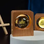 Beech Crystal Ball Night Light 3D Laser Engraving Elk Jellyfish LED Nightlights USB Dimmable Lamp For Bedroom Decoration Gifts Home Decor - Image 9