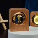 Beech Crystal Ball Night Light 3D Laser Engraving Elk Jellyfish LED Nightlights USB Dimmable Lamp For Bedroom Decoration Gifts Home Decor - Image 4