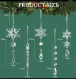 10pcs Christmas Tree Hanging Pendants Acrylic Ice Strip Snow Ceiling Xmas Ornaments New Year Christmas Decoration Home Decor - Image 10