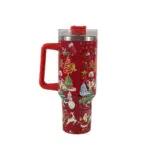 New Christmas Pattern Mug With Handle Lid Straw Drinkware Stainless Steel Vacuum Tumbler Large Capacity Car Travel Coffee Cup - Image 8