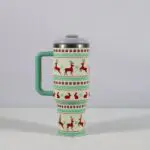 New Christmas Pattern Mug With Handle Lid Straw Drinkware Stainless Steel Vacuum Tumbler Large Capacity Car Travel Coffee Cup - Image 5