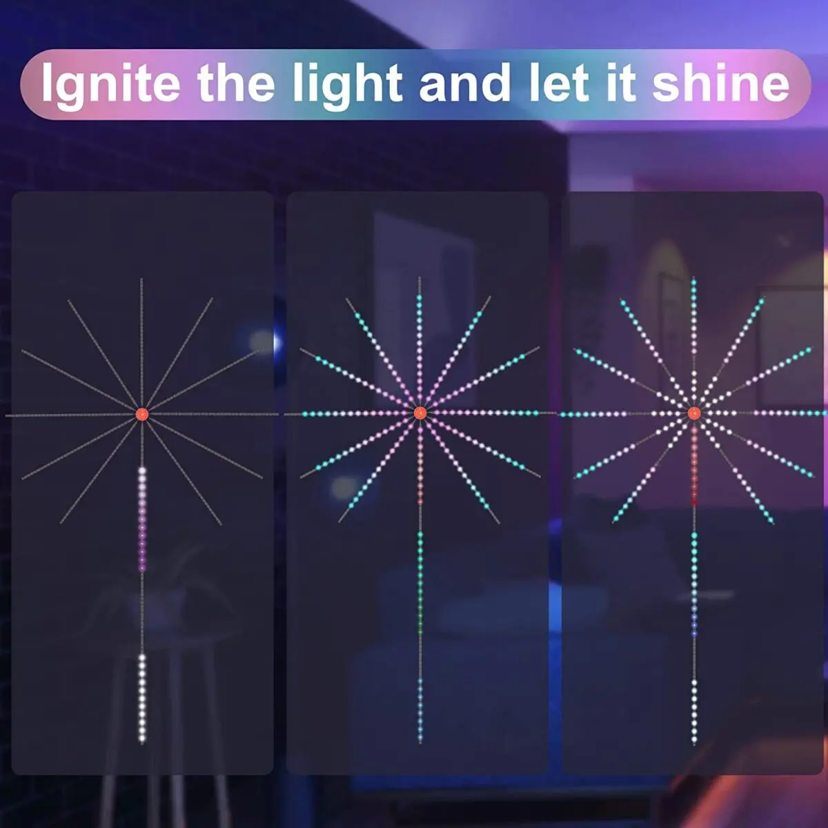 Firework Lights LED Strip Music Sound Sync Color Changing Remote Control LED Firework Light For Room Party - Image 4