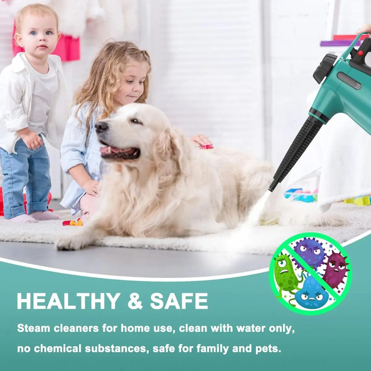 Handheld Steam Cleaner For Home Use, Steamer For Cleaning With Lock Button And 7 Accessory Kit Handheld Pressurized Steamer For Sofa, Bathroom, Car, Floor, Kitchen, Portable Natural Steam Cleaner - Image 4