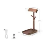 Nordic Black Walnut Solid Wood LED Table Lamp Key Holder Rechargeable Desk - Image 7