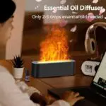 Flame Essential Oil Diffusers, Upgrade 7 Colour Lights Aromatherapy Diffuser, Oil Diffuser, Air Humidifier, Aroma Diffusers For Home, Bedroom, Office, Yoga, Timer & Waterless Auto Off 150ml - Image 3