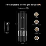 Rechargeable Electric Pepper And Salt Grinder Set One-Handed No Battery Needed Automatic Grinder With Adjustable Coarseness LED Light Refillable - Image 7