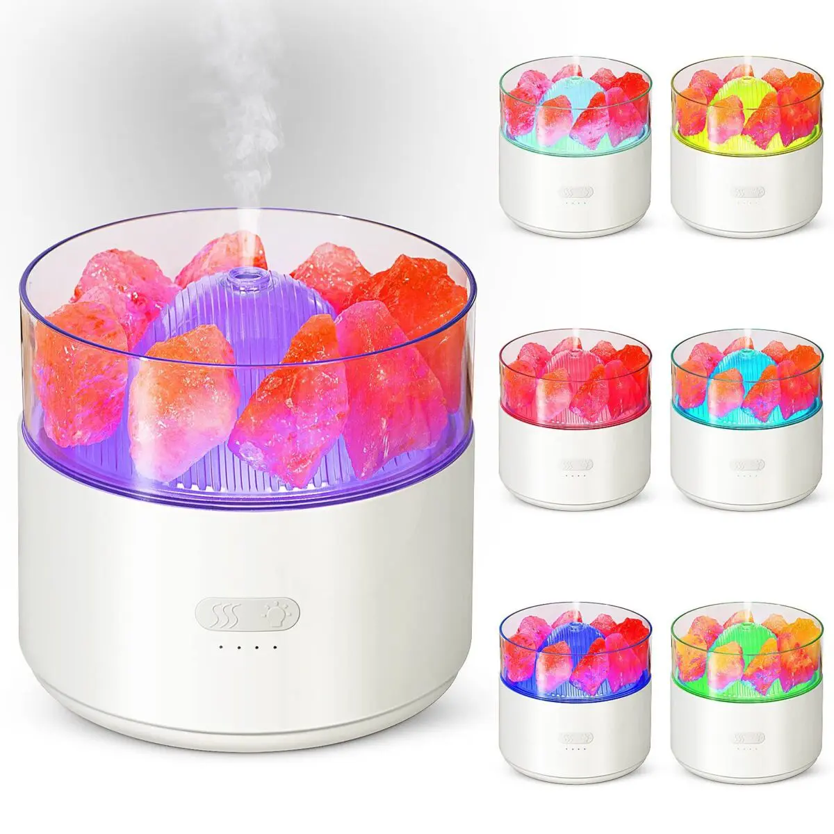 Cool-Mist Impeller Air Humidifier Crystal Salt Aroma Diffuser Incense Machine Fogger Essential Oil Lamp Difusor Ambient Light - Image 3