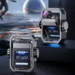 New Pulse Lighter Double Arc Outdoor Windproof Type-C Charging Electric Lighter Mechanical Alloy Rotary Gyroscope Decompression Tool - Image 2