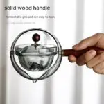 Semi-automatic Rotary Heat-resistant Glass Teapot Lazy Tea Making With Infuser And Wooden Handle Office Home Accessories Kitchen Gadgets - Image 5