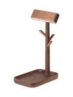 Nordic Black Walnut Solid Wood LED Table Lamp Key Holder Rechargeable Desk - Image 2