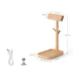 Nordic Black Walnut Solid Wood LED Table Lamp Key Holder Rechargeable Desk - Image 6