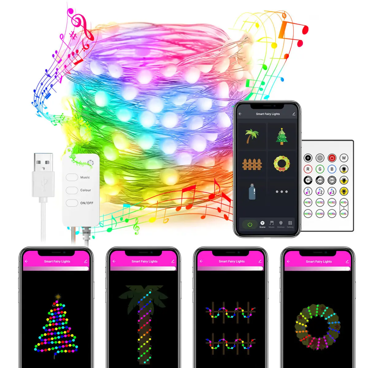 Smart LED String Lights Dancing With Music Sync Dreamcolor Fairy Lamp Garland For Home Christmas New Year's Decor Lighting - Image 1