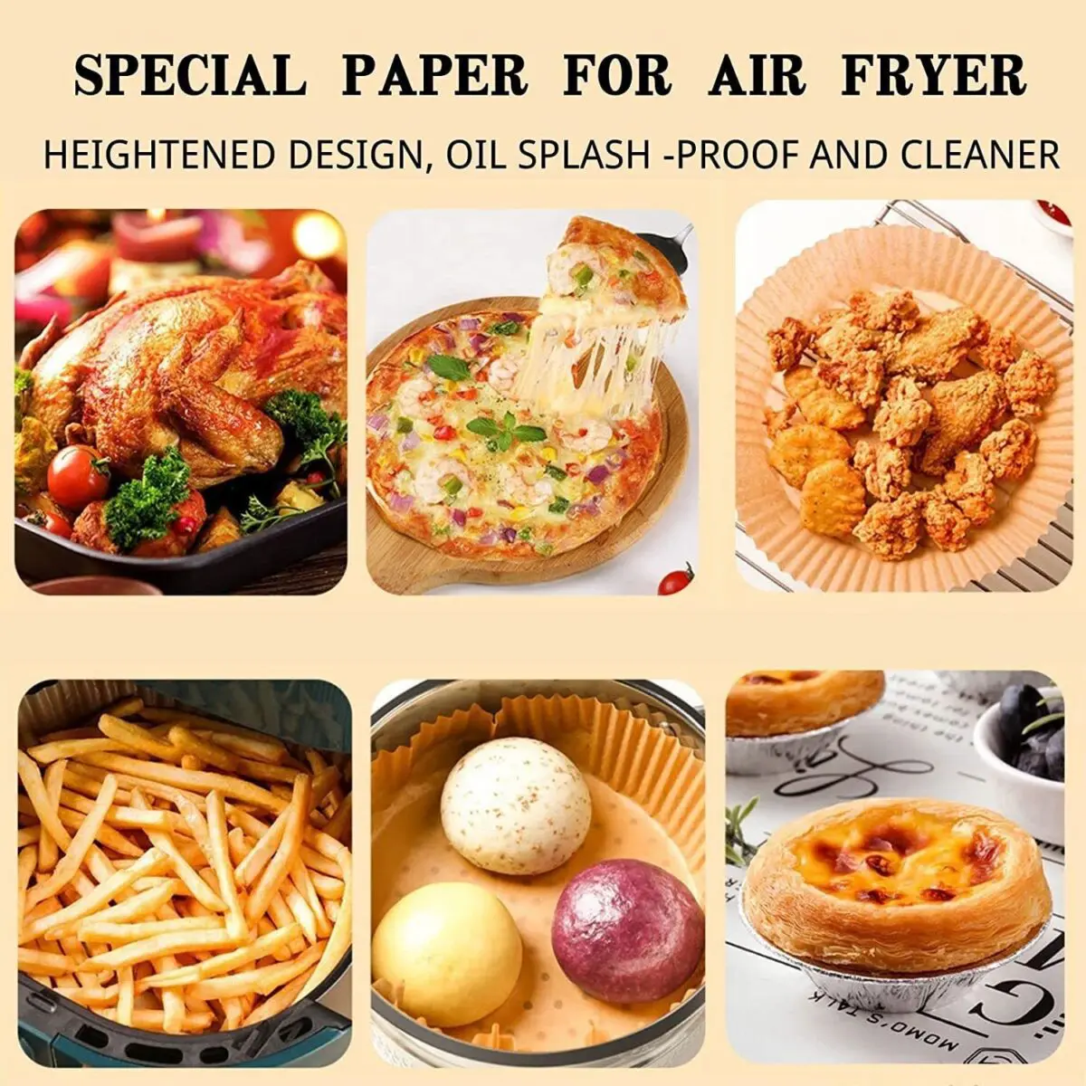 Air Fryer Paper Food Disposable Paper Liner Airfryer Kitchen Cookers Oil-proof Barbecue Plate Steamer Fryer Baking Accessories - Image 7